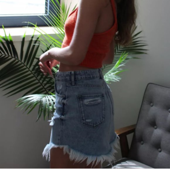 BDG Destructed Denim Mini Skirt - Picture 2 of 6